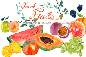 Fresh Fruits -Handpainted Watercolor