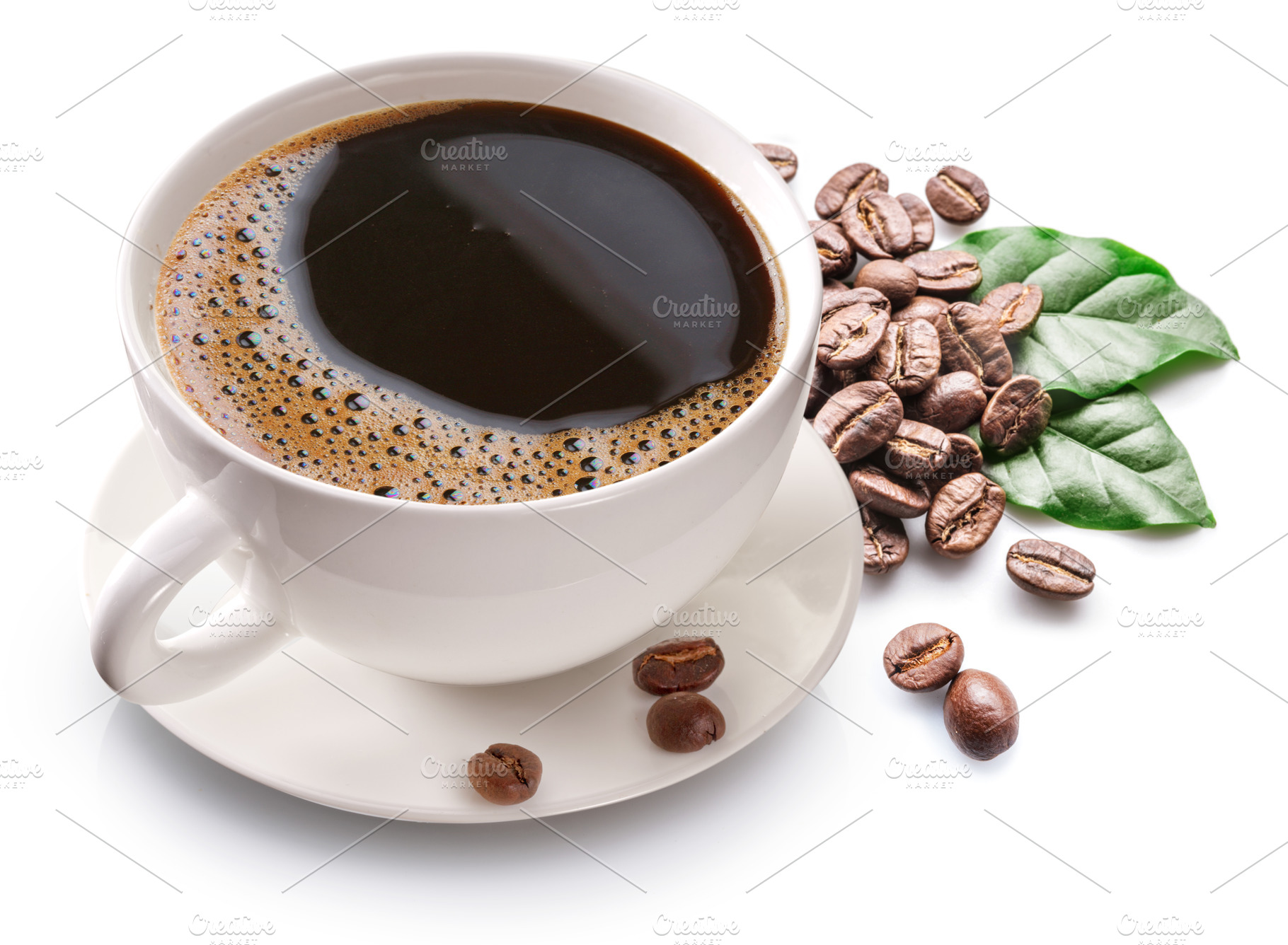 Roasted coffee beans and leaves, a Food & Drink Photo by Volff