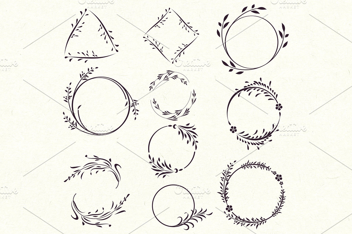 Floral vector rustic frames, an Object Graphic by FleurArt