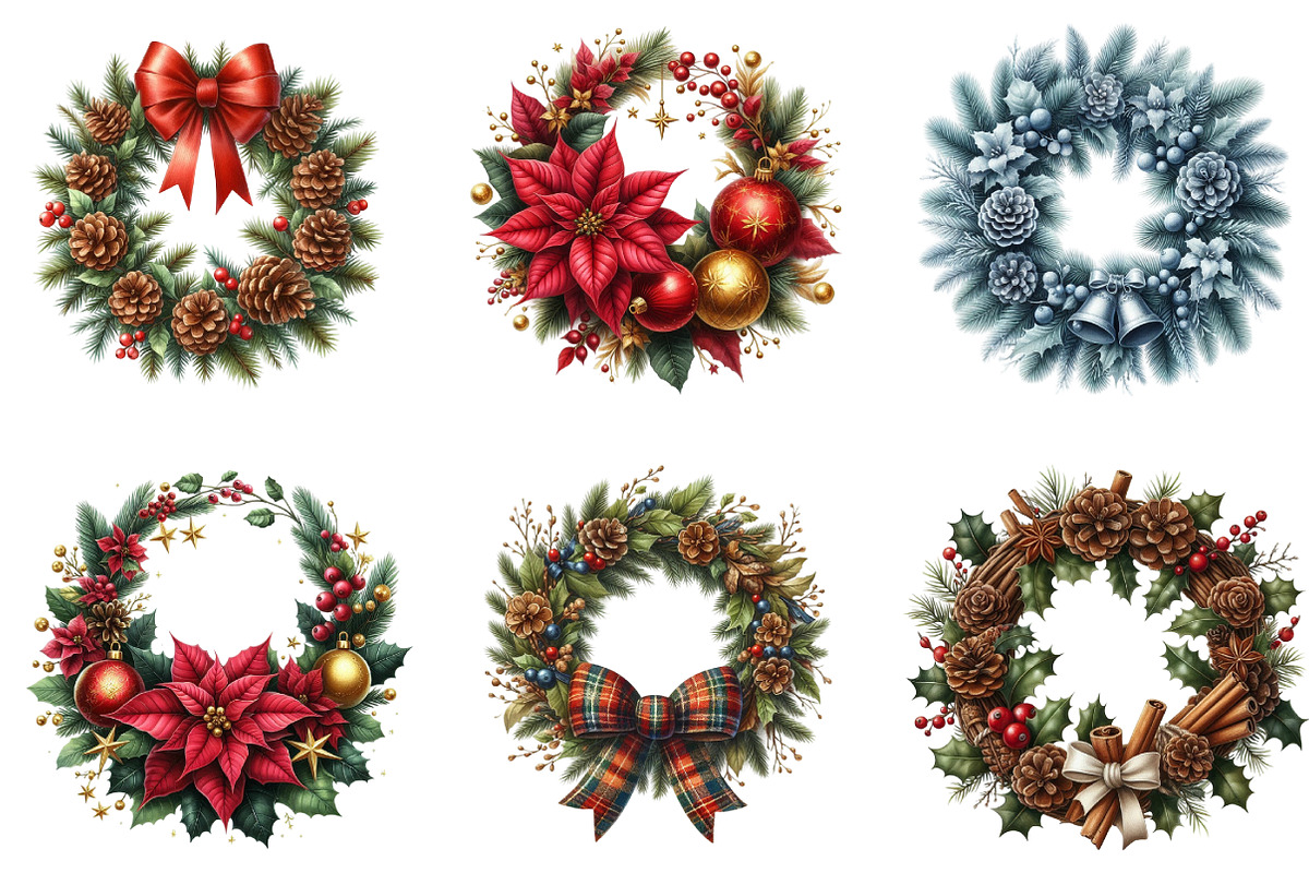 Watercolor Christmas Wreath Clipart, an Illustration by DreamArtGraphic (Photo 5 of 5)