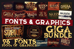 SALE Fonts & Graphics GigaBundle, a Font by Cruzine