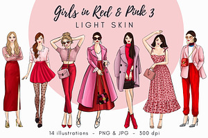 Girls In Red & Pink 3 - Light Skin