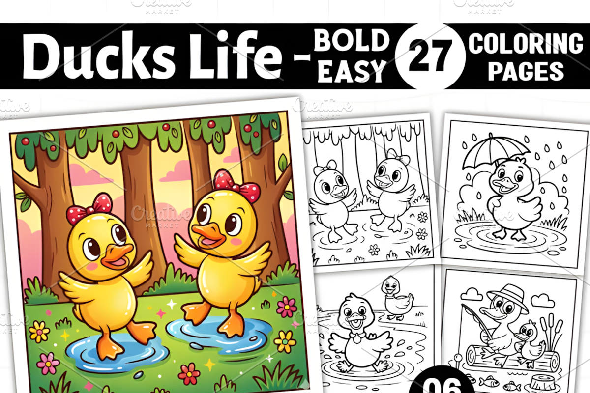 Bold and Easy Ducks Life Coloring, a Decorative Illustration by Ink Gallery (Photo 1 of 8)