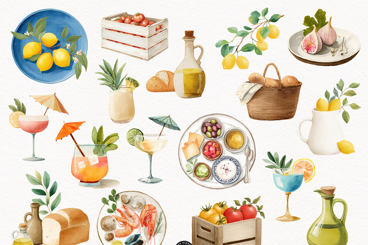 Mediterranean Amalfi Clipart Set, a Person Illustration by PaintPixelCo (Photo 8 of 12)