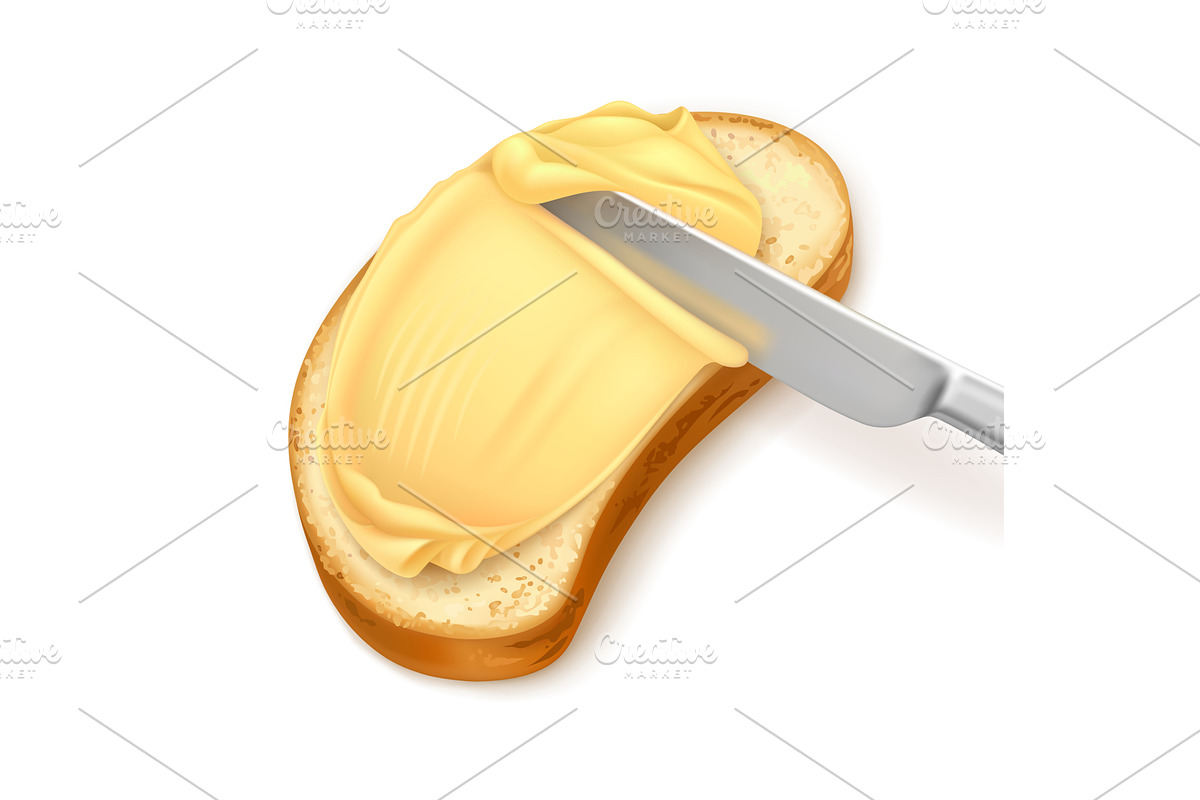 Realistic butter knife. Spread, a Food Illustration by Stock-Smart-Start