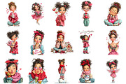 Whimsical Valentine Girl Clipart, an Illustration by OK Design (Thumbnail 2 of 6)