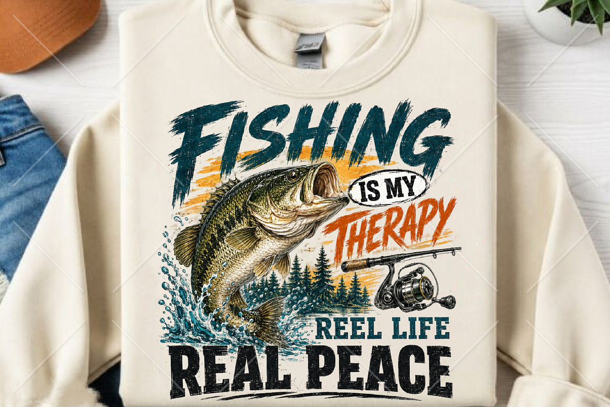 Vintage Fishing is My Therapy PNG, a Seasonal Illustration by Canvas Craft (Photo 1 of 6)