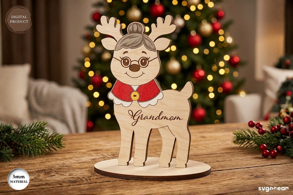 Christmas Reindeer Family SVG Bundle, a Decorative Illustration by svgocean (Photo 10 of 13)