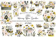 Charming Honey Bee Garden Clipart, an Illustration by DreamCafeArt (Thumbnail 1 of 6)