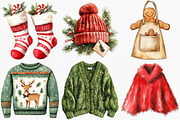 Watercolor Christmas Clothes Clipart, an Illustration by Canvas Craft (Thumbnail 4 of 8)