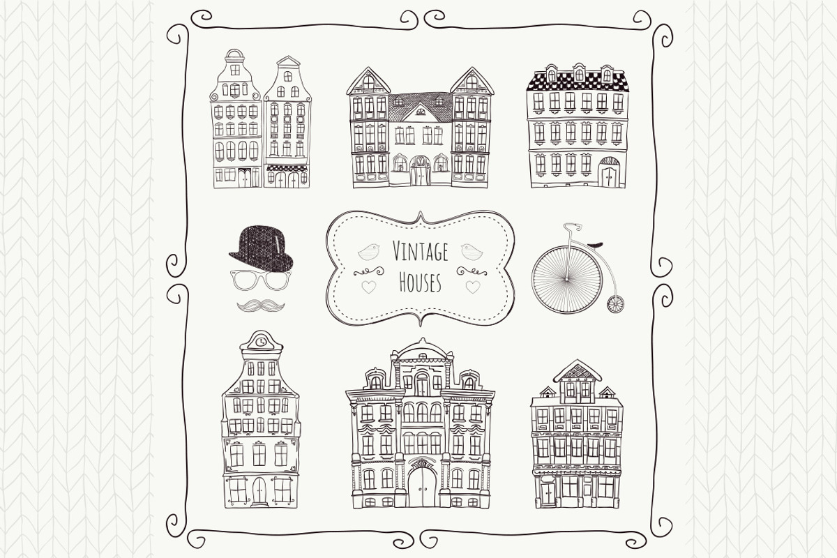 Vintage Old Styled Houses preview 2