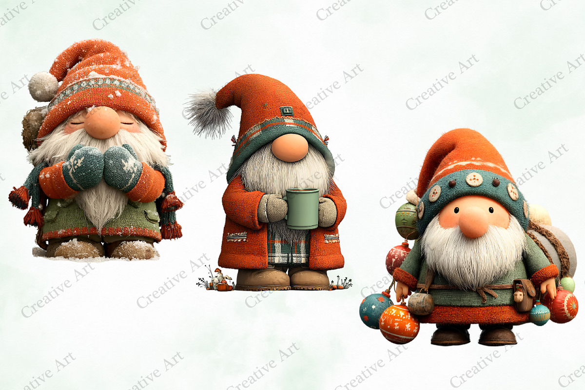 Christmas Gnome Clipart Bundle, an Illustration by Creative Art (Photo 7 of 10)