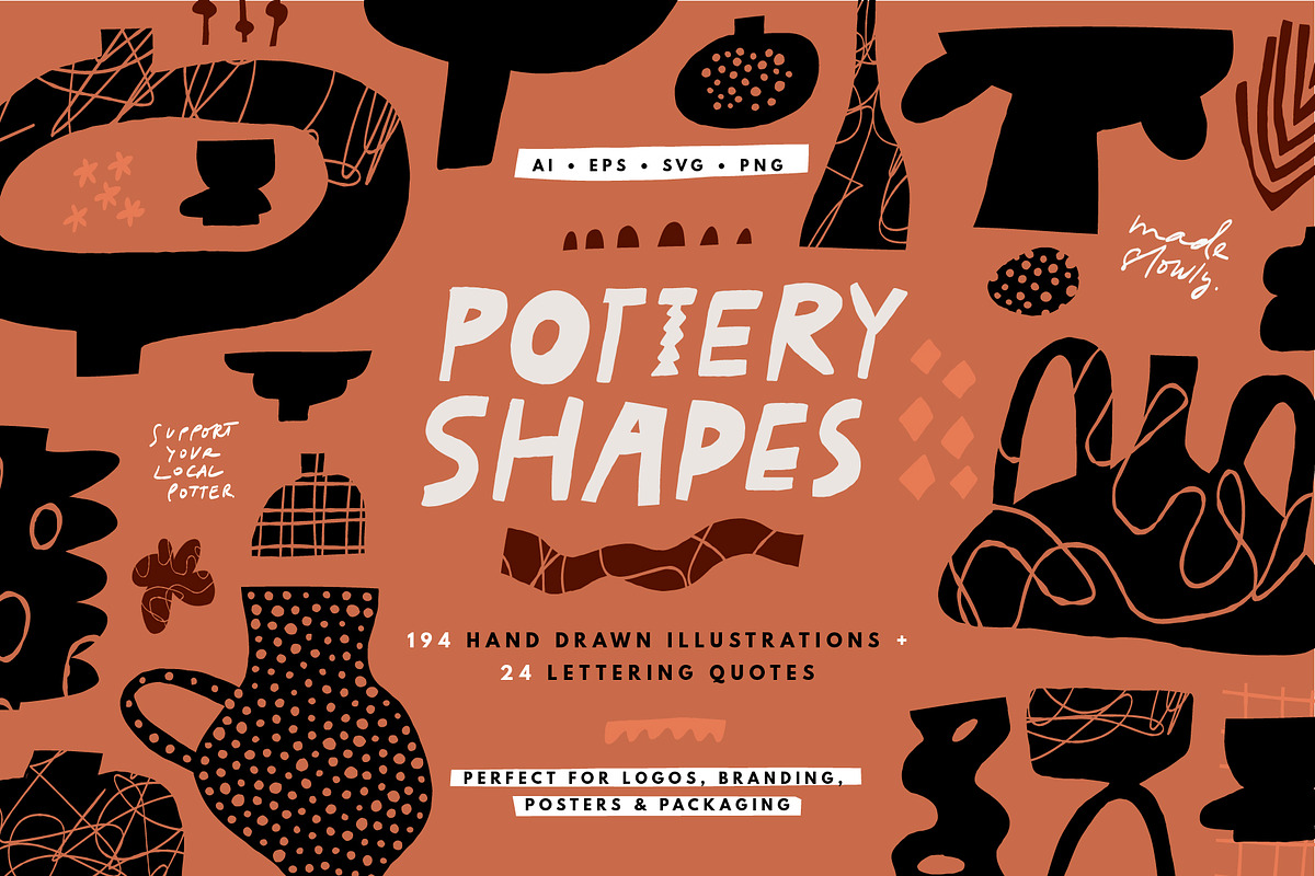 POTTERY SHAPES | HAND DRAWN CLIPART, a Decorative Illustration by Favete Art (Photo 1 of 23)