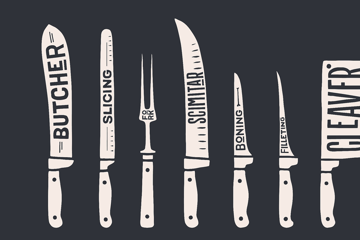Knife, collection. Fish cutting, a Food Illustration by Foxys Graphic (Photo 3 of 3)