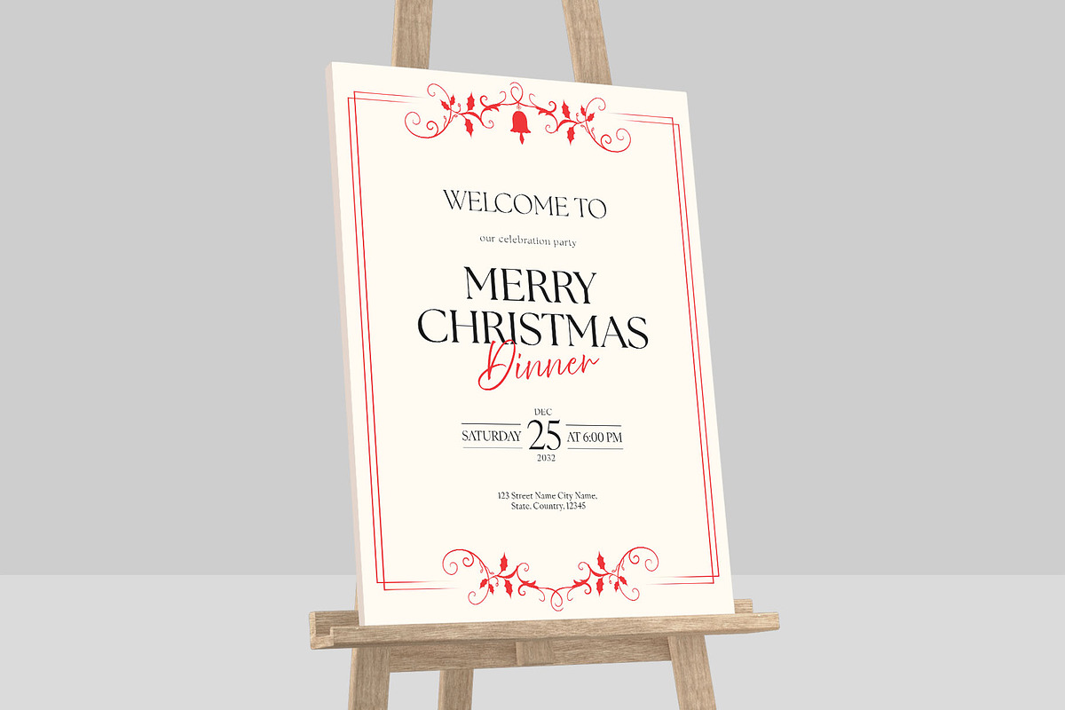 Christmas Welcome Sign Template, a Poster Template by BrandPacks (Photo 2 of 5)