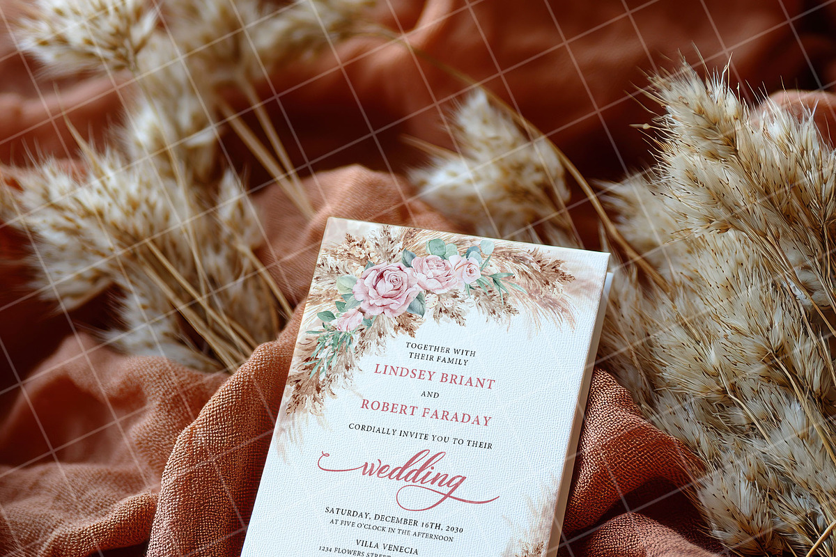 Boho 5x7 Invitation card mockup PSD, an Advertising Mockup by Blush Roses Print (Photo 3 of 7)