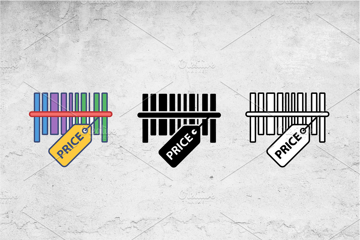 Barcode Price Tag Icons Set, an Outline Icon by Artonix (Photo 2 of 2)