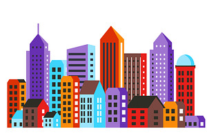 City building in a flat style of the, a Technology Illustration by AlexZeL