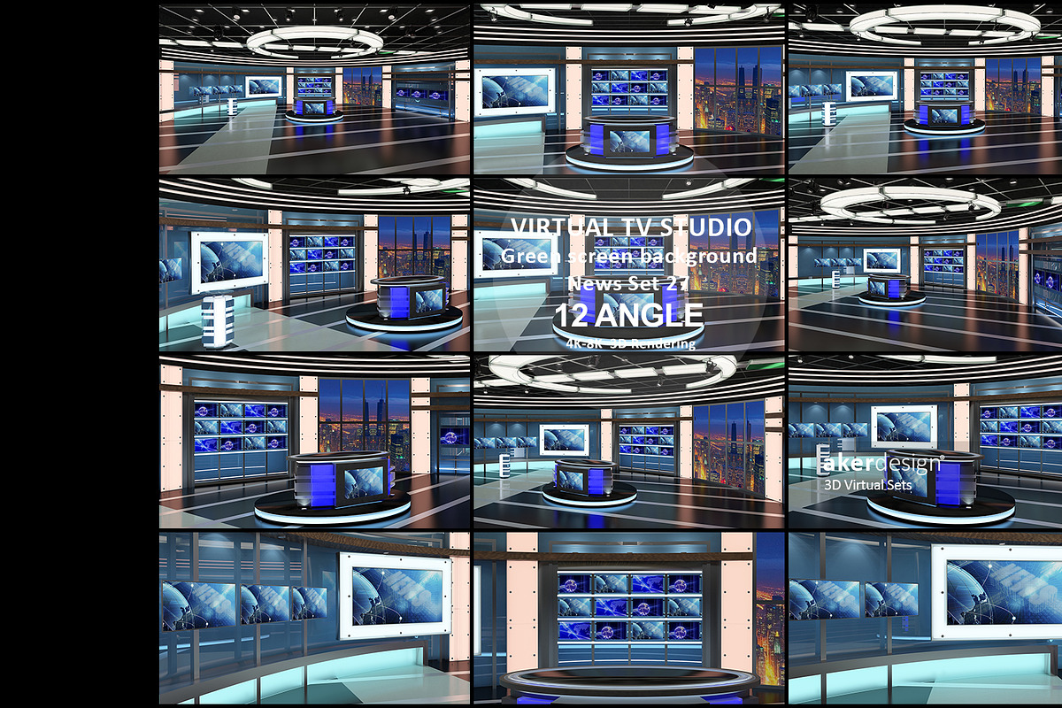 Virtual TV Studio News Set 27, an Architecture 3D Model by akerStudio (Photo 14 of 49)