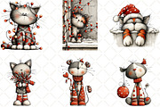 Christmas Cat Clipart, an Illustration by Black Bird Studio (Thumbnail 5 of 6)