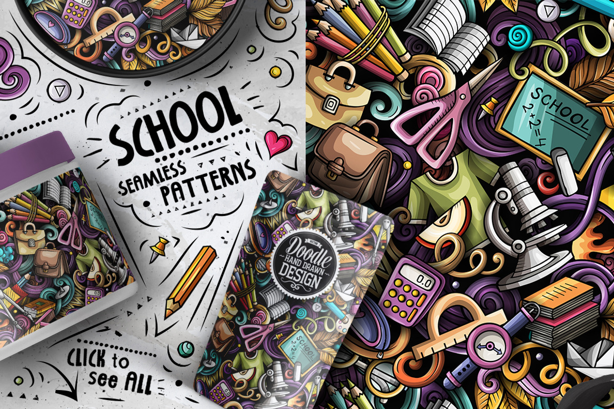 School Cartoon Doodle Big Pack, a Decorative Illustration by BALABOLKA (Photo 3 of 13)