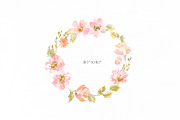 Watercolor Pink Flowers Green Leaves, an Illustration by GraphicsDish (Thumbnail 4 of 4)