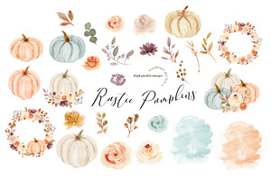 Mint Orange Pumpkin Bundle Clipart