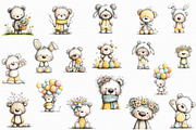 Whimsical Easter Teddy Bear Clipart, an Illustration by Libby Wishes (Thumbnail 2 of 7)