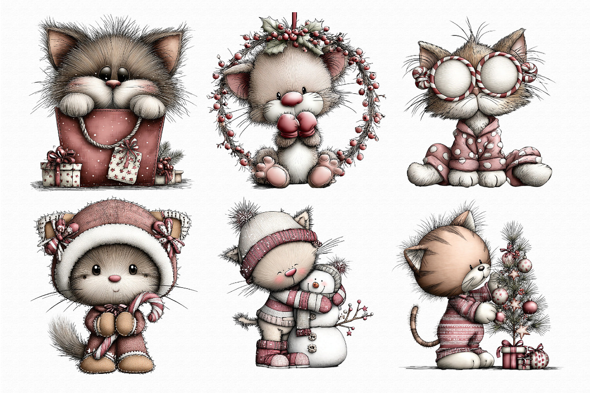 Quirky Christmas Cat Clipart, an Illustration by Libby Wishes (Photo 4 of 7)