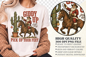 Giddy Up Jingle Horse Cactus Cowboy, a Seasonal Illustration by Libby Wishes