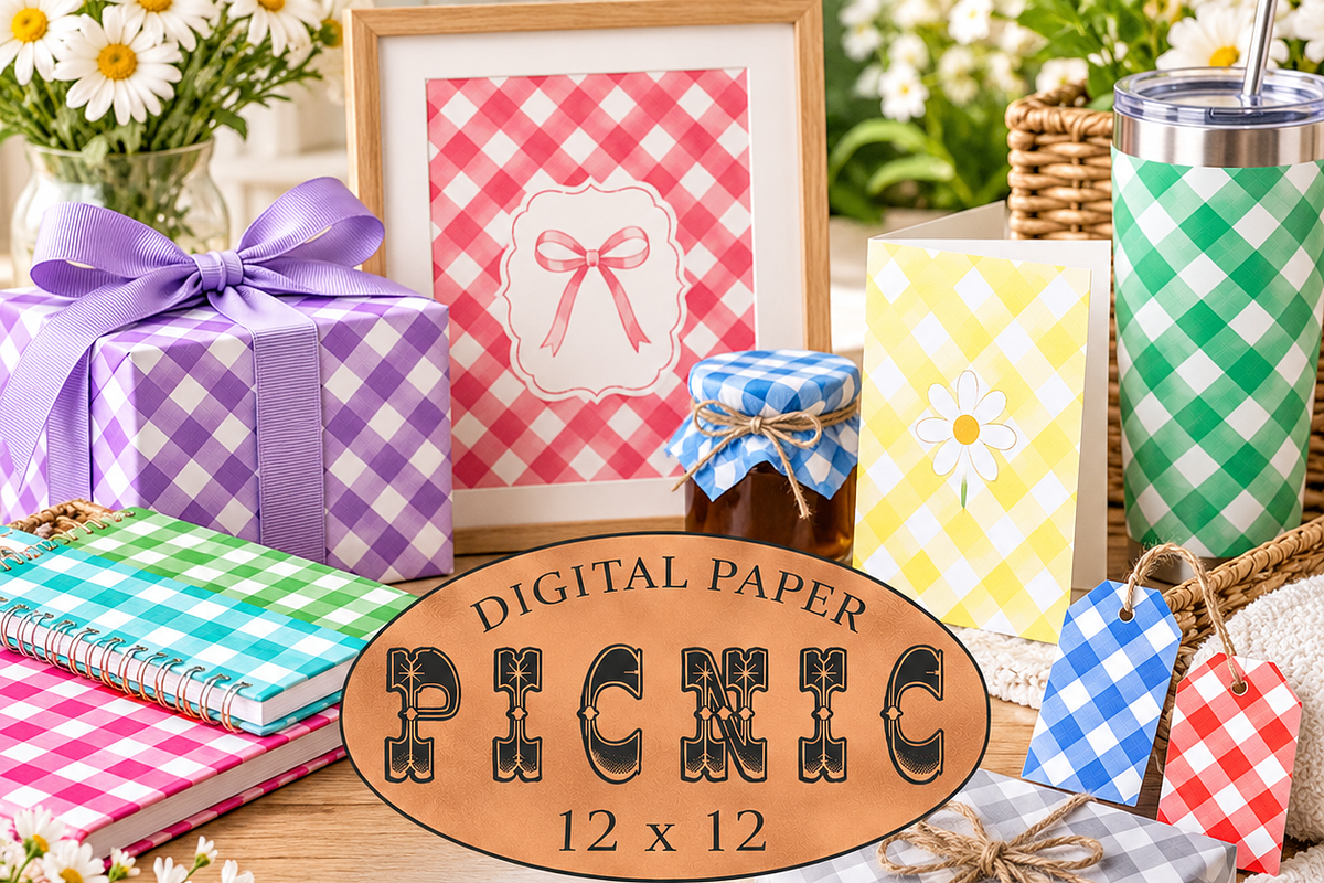 Gingham patterns Picnic Cottagecore, a Pattern Graphic by Kiwi Fruit Punch (Photo 3 of 3)