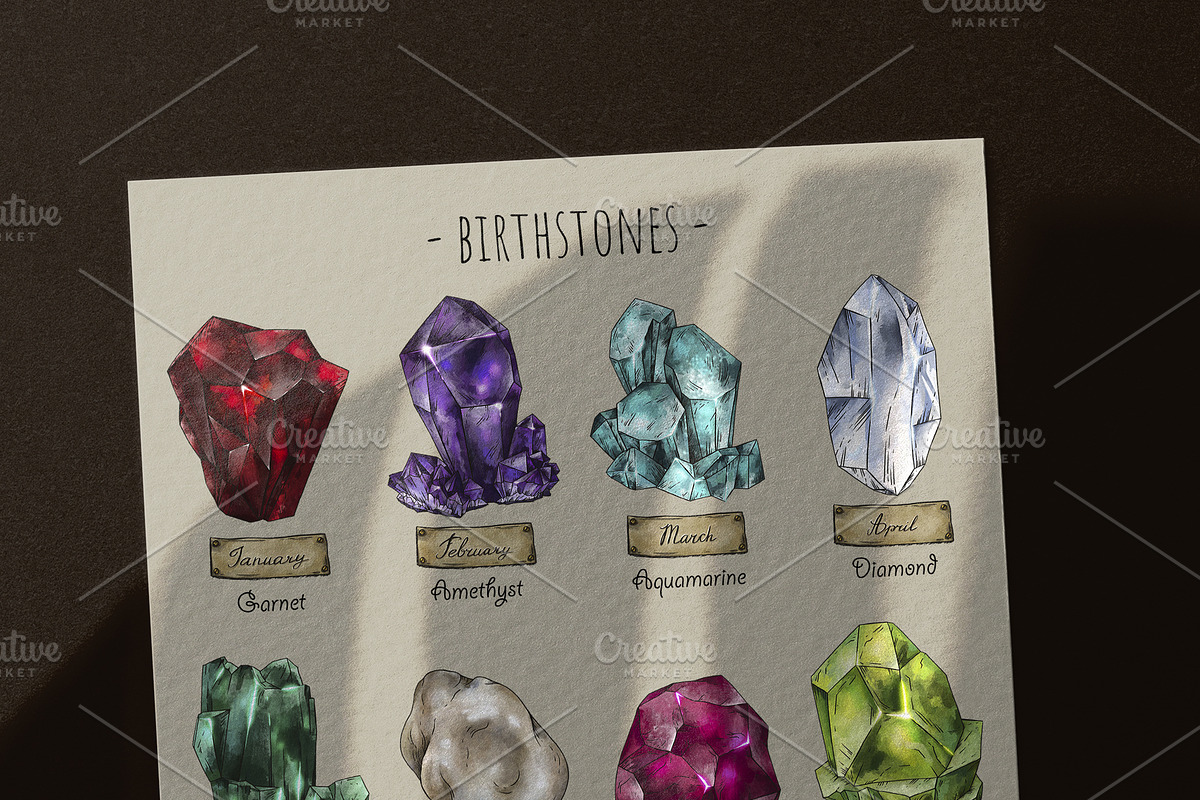Birth Flowers & Birthstone Clipart, an Illustration by Belusuab (Photo 9 of 16)