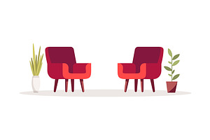 Red Opposing Chairs Illustration