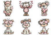 Whimsical Funny Animal Love Clipart, a Graphic by CraftArtStudio (Thumbnail 5 of 6)