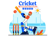 10 Cricket Player Illustration, a Sport Illustration by denayunebgt (Thumbnail 1 of 4)