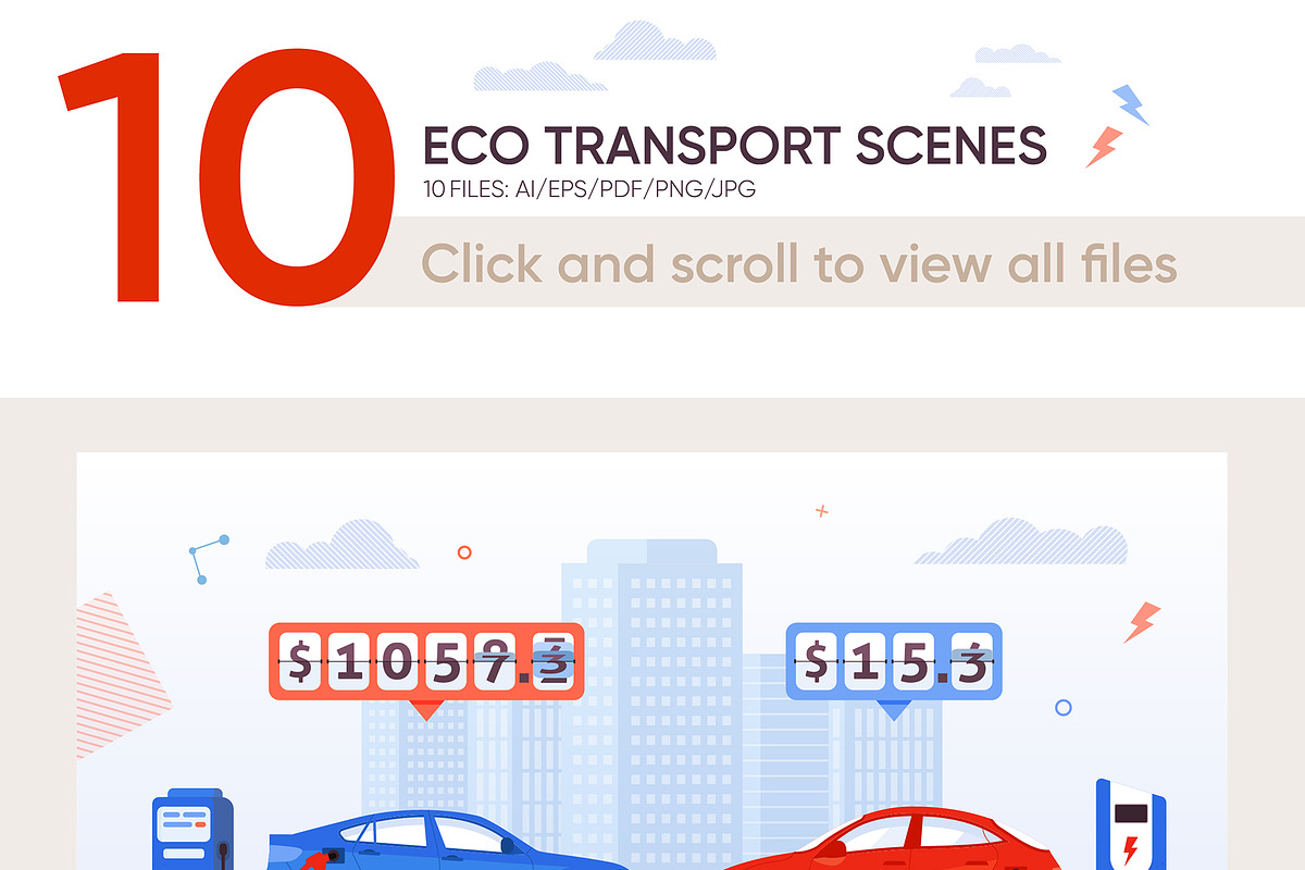 Eco Transport Vector Scenes, a Landing Page Template by PavelVinnik (Photo 2 of 3)