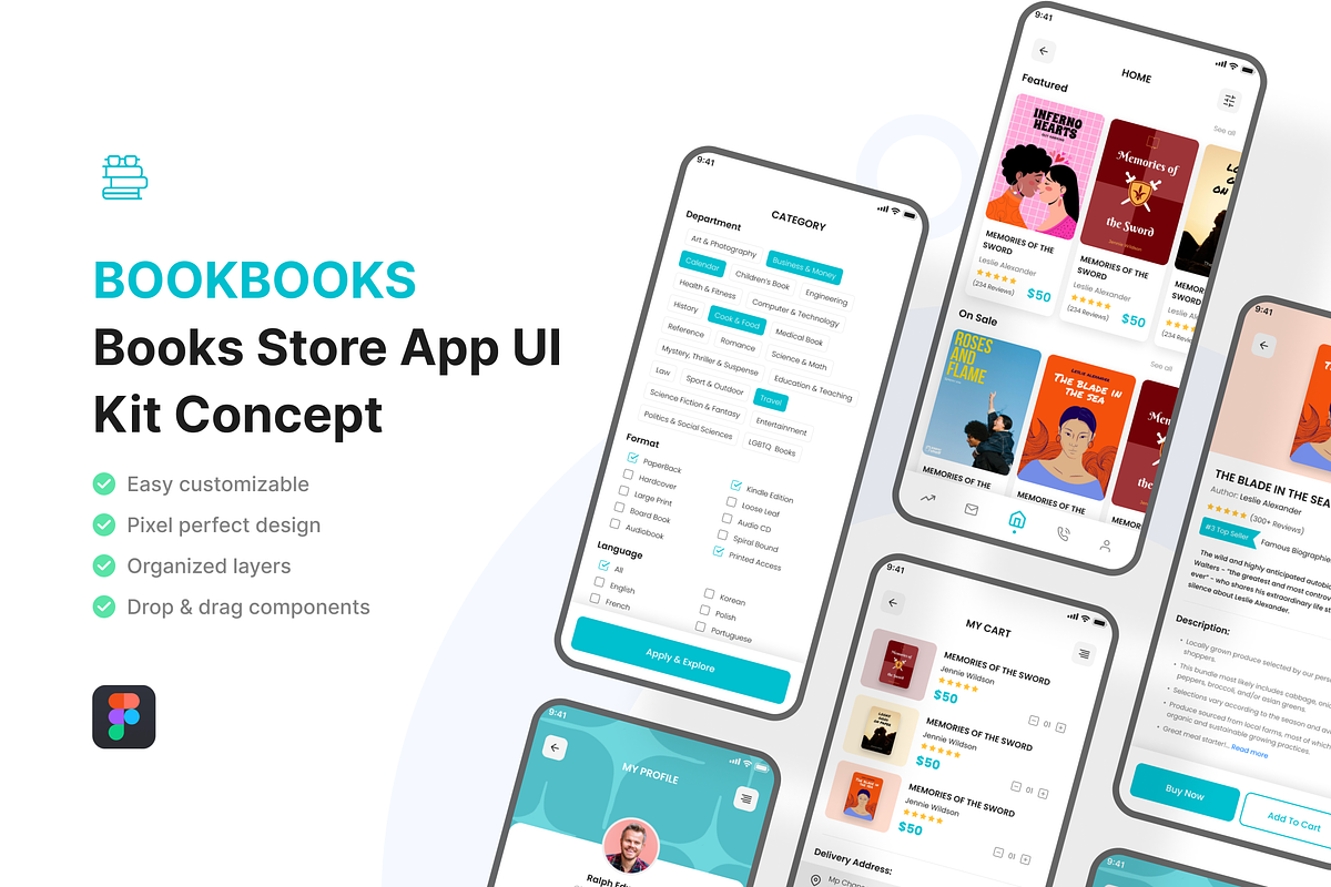 Book Store UI Kit, an UI Kit Template by iDoodle Studio (Photo 1 of 4)