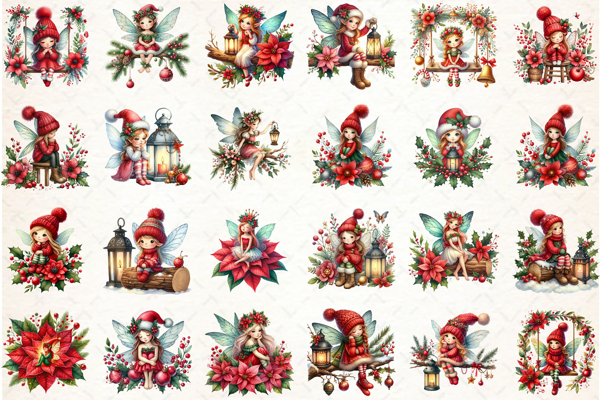 Fantasy Christmas Fairy Clipart Bund, an Illustration by Libby Wishes (Photo 2 of 6)