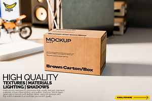 Brown Carton Delivery Box Mockup