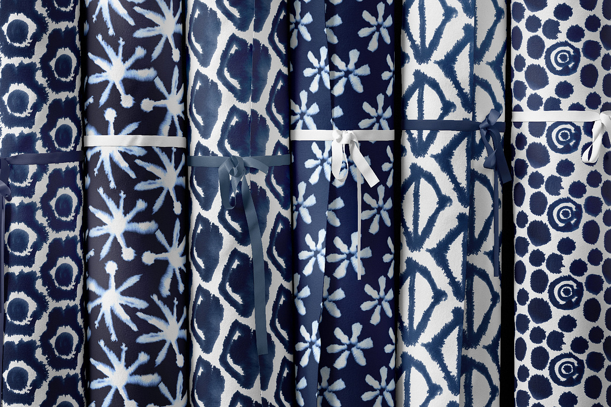 Indigo Watercolor and Ink Patterns, a Pattern Graphic by Tiger and Flower (Photo 2 of 10)