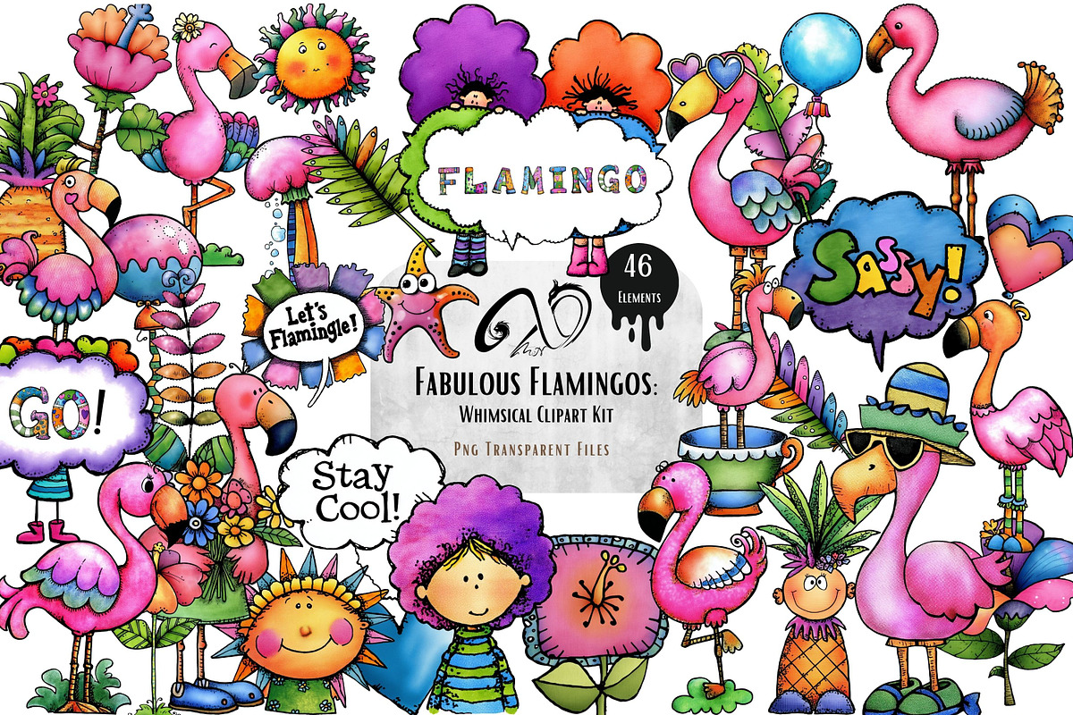 Clipart Kit of Funky Flamingo, an Animal Illustration by NiiiNArt (Photo 1 of 8)