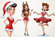 Christmas Funny Skinny Girl Clipart, an Illustration by RobertsArt (Thumbnail 3 of 5)