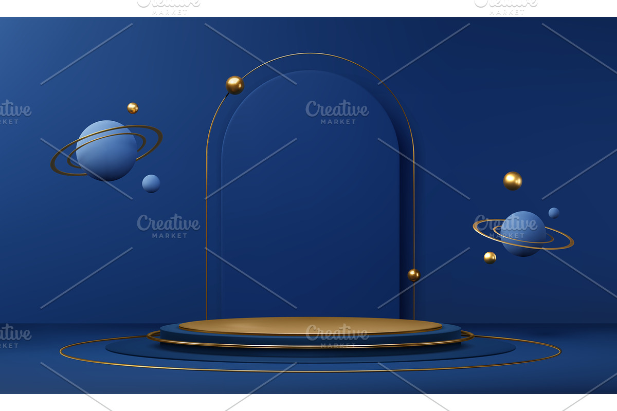 3d blue circular podium stage, a Decorative Illustration by Buch&Bee