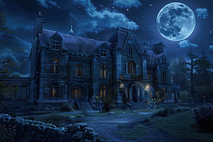 Haunted Mansion at Night, a Holiday Photo by Ales Munt