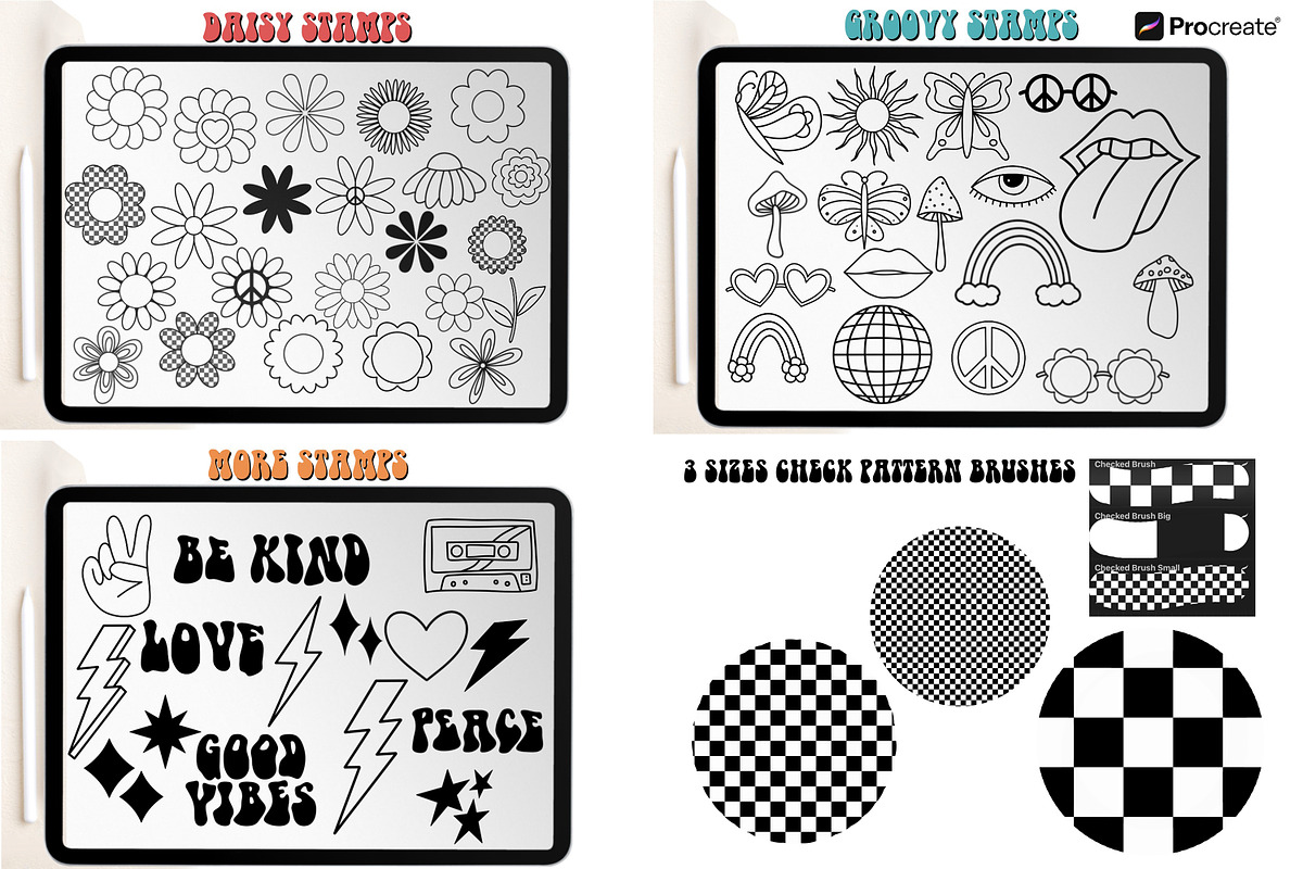 Retro Procreate Bundle Stamps Brush, a Brush Add-On by Brush Lab (Photo 5 of 9)