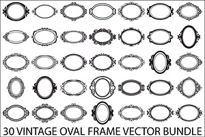 Vintage Oval Frame Vector Bundle, an Illustration by musafir_fashion