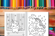 Cute Unicorn Coloring Book for Kids, an Animal Illustration by LA Design (Thumbnail 4 of 8)