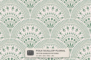 Folk Scallop Floral Vector Patterns, a Pattern Graphic by Irina Ostapenko (Thumbnail 1 of 5)