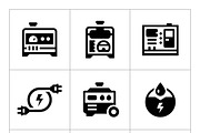 Set icons of electrical generator, a Solid Icon by motorama (Thumbnail 1 of 2)