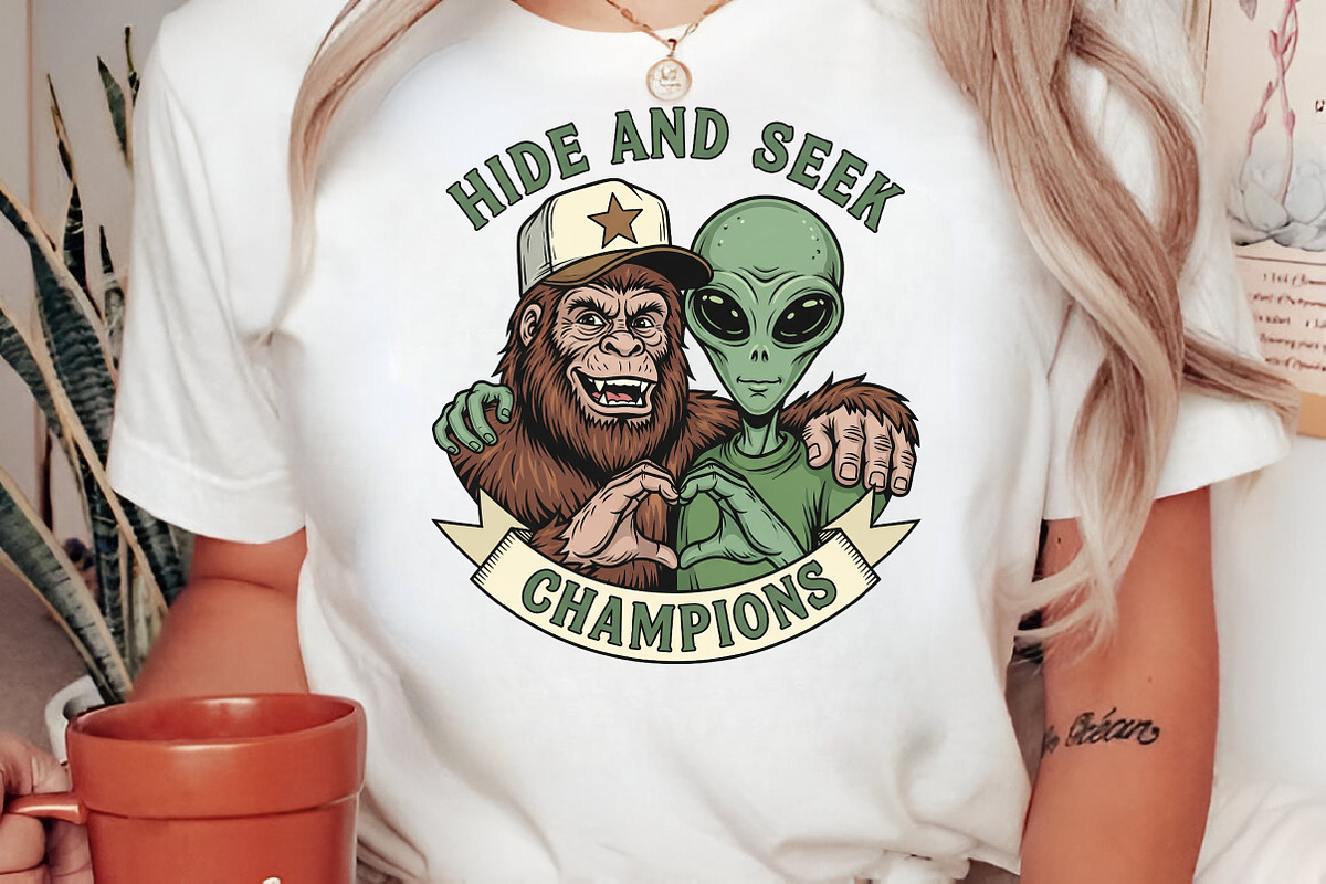 Funny Bigfoot and Alien, an Illustration by Craft Nest (Photo 2 of 6)